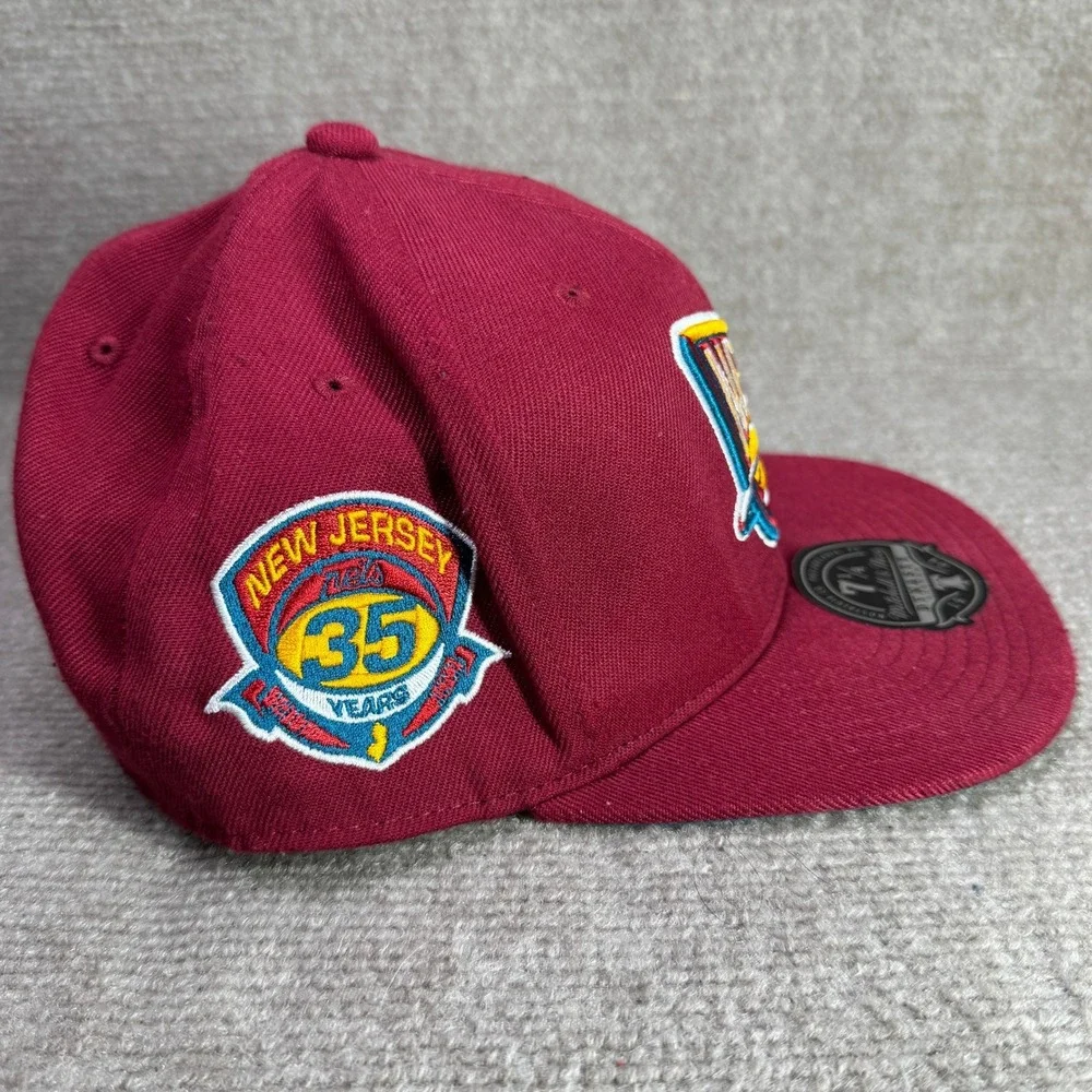 New Jersey Nets Mitchell & Ness Hat Mens 7 1/4 Maroon NBA Dynasty Fitted‎ Cap